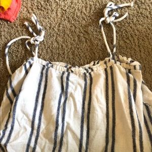 Tie strap striped tank